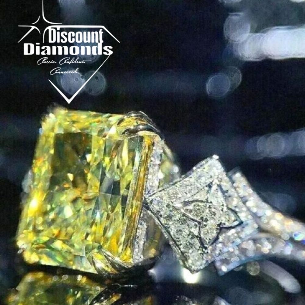Yellow Sapphire Cocktail Ring with Clear White Diamonds on 925 Sterling Silver